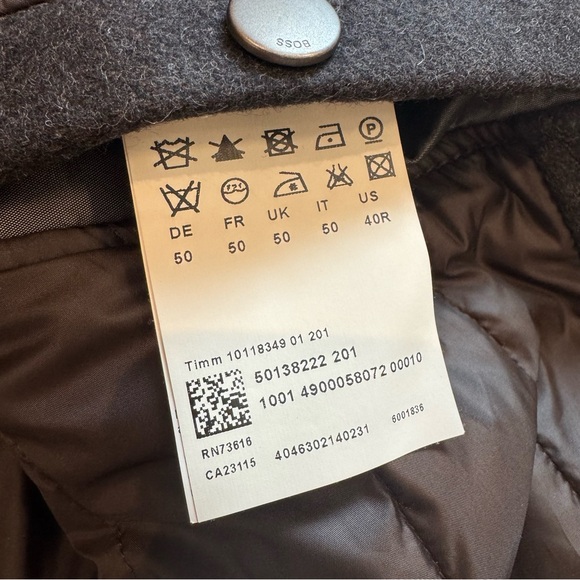 BOSS Hugo Boss Virgin Wool Full Zip Bomber Jacket with Faux Fur Collar - Picture 6 of 9